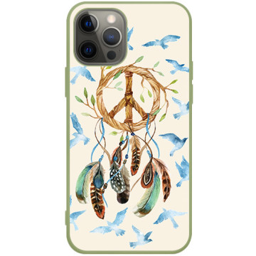 Phone case - casey Soft Flex Design - Folk & Dreamcatcher - Dreamcatcher and birds - khaki