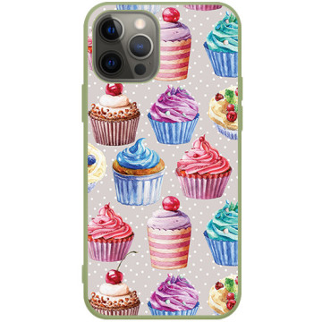 Phone case - casey Soft Flex Design - Food Porn - Colorful cupcakes - khaki