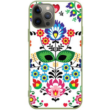Phone case - casey Soft Flex Design - Folk - Lowicz cutouts - khaki