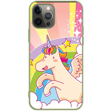 Phone case - casey Soft Flex Design - Unicorn - Unicorn with rainbow - khaki