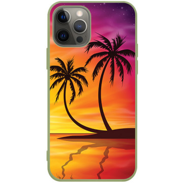 Phone case - casey Soft Flex Design - Holiday - Palm trees at sunset - khaki