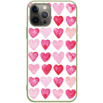 Phone case - casey Soft Flex Design - Valentine's Day - Pink hearts - khaki