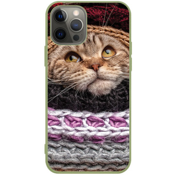 Phone case - casey Soft Flex Design - Christmas gift - Cat in sweater - khaki