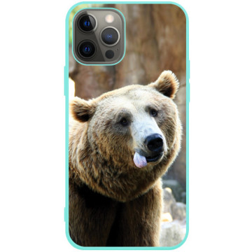 Phone case - casey Soft Flex Design - Funny Animals - Bear with tongue - mint