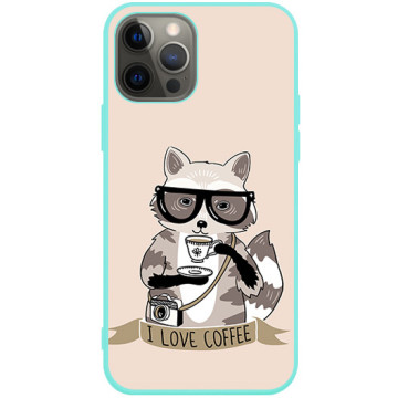 Phone case - casey Soft Flex Design - Funny Animals - Raccoon Coffee - mint
