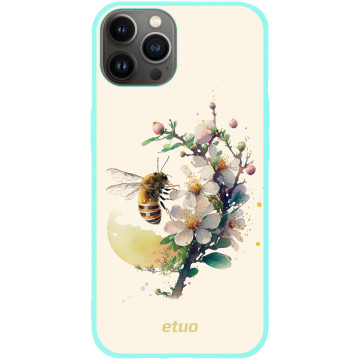 Etui na telefon - casey Soft Flex Design - Bloom & Buzz - Bee and flowers - miętowy