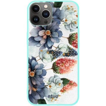 Etui na telefon - casey Soft Flex Design - Bloom & Buzz - Blue flowers - miętowy