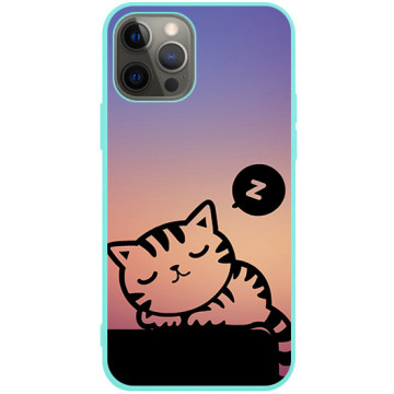 Phone case - casey Soft Flex Design - Case with cat - Cat sleeping - mint