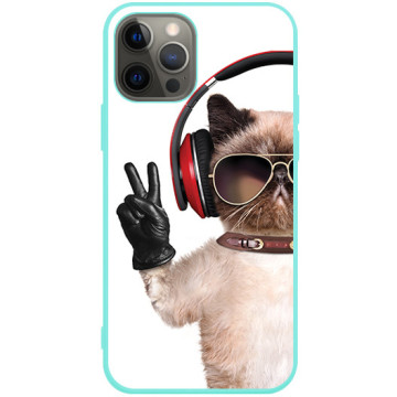 Phone case - casey Soft Flex Design - Case with cat - Cat Rock - mint