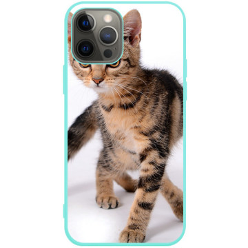 Phone case - casey Soft Flex Design - Case with cat - Cute kitty - mint