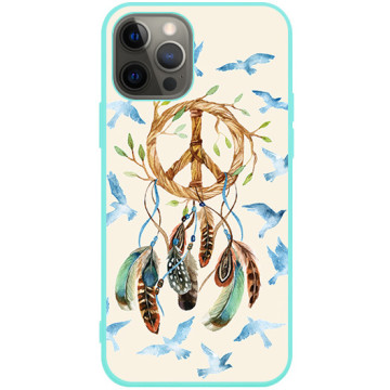 Phone case - casey Soft Flex Design - Folk & Dreamcatcher - Dreamcatcher and birds - mint