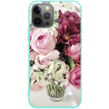 Phone case - casey Soft Flex Design - Floral Case - Maroon bouquet of roses - mint