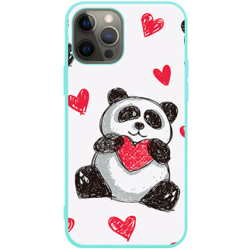 Phone case - casey Soft Flex Design - Panda - Panda with heart - mint
