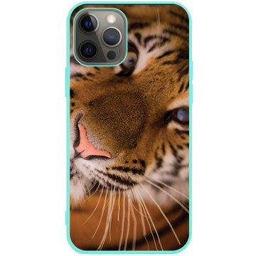 Phone case - casey Soft Flex Design - Tiger - Tiger Head - mint
