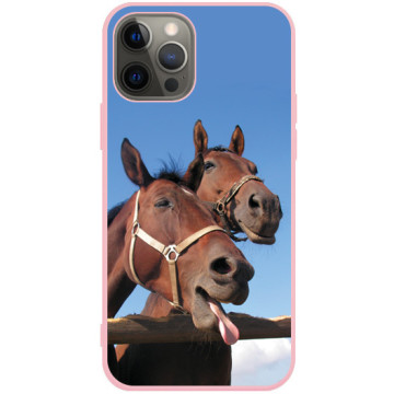 Phone case - casey Soft Flex Design - Funny Animals - Funny horses - pink