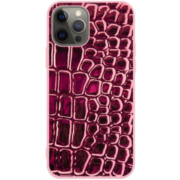 Phone case - casey Soft Flex Design - Animal Pattern - Red crocodile leather - pink