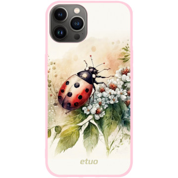 Etui na telefon - casey Soft Flex Design - Bloom & Buzz - Ladybug among the flowers - różowy