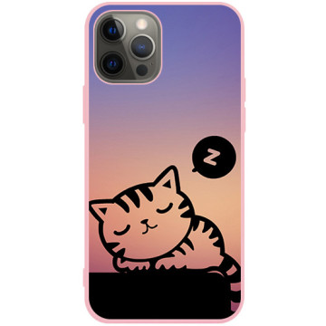 Phone case - casey Soft Flex Design - Case with cat - Cat sleeping - pink