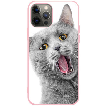 Phone case - casey Soft Flex Design - Case with cat - Meowing cat - pink