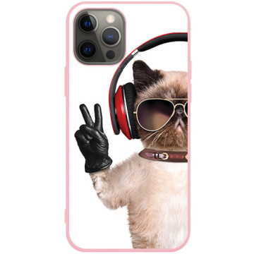 Phone case - casey Soft Flex Design - Case with cat - Cat Rock - pink