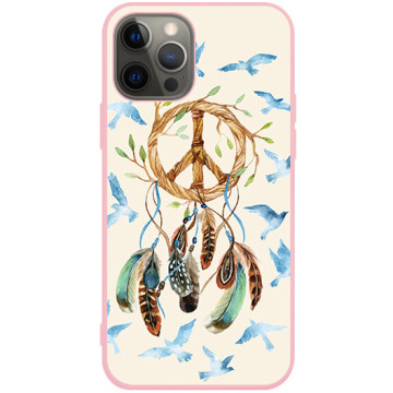 Phone case - casey Soft Flex Design - Folk & Dreamcatcher - Dreamcatcher and birds - pink