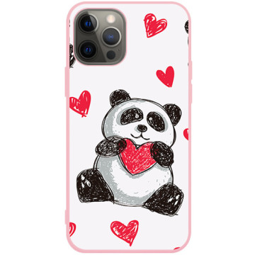Phone case - casey Soft Flex Design - Panda - Panda with heart - pink