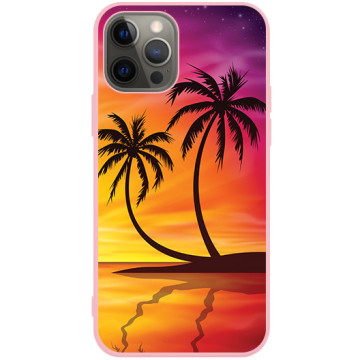 Phone case - casey Soft Flex Design - Holiday - Palm trees at sunset - pink