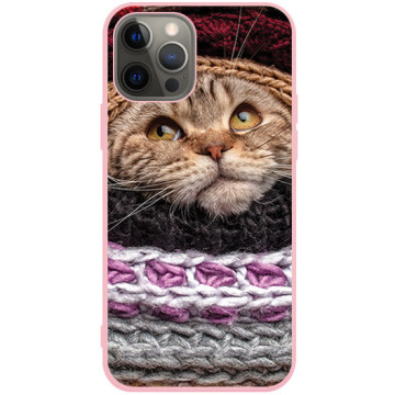Phone case - casey Soft Flex Design - Christmas gift - Cat in sweater - pink