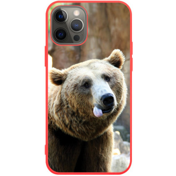 Phone case - casey Soft Flex Design - Funny Animals - Bear with tongue - red