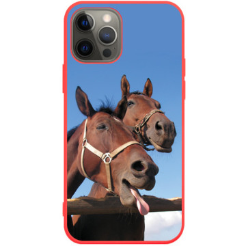 Phone case - casey Soft Flex Design - Funny Animals - Funny horses - red