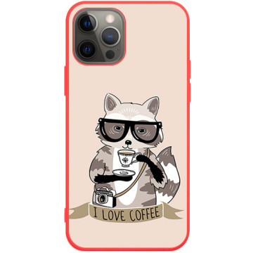 Phone case - casey Soft Flex Design - Funny Animals - Raccoon Coffee - red