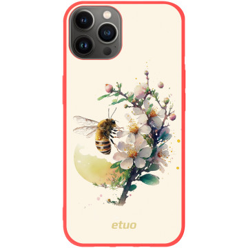 Etui na telefon - casey Soft Flex Design - Bloom & Buzz - Bee and flowers - czerwony