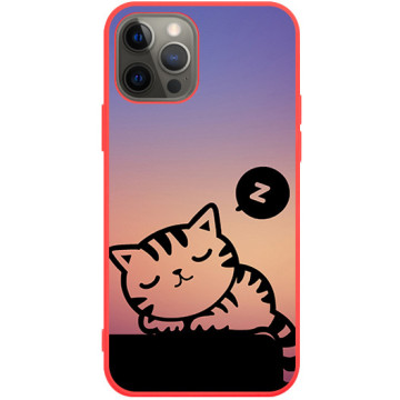 Phone case - casey Soft Flex Design - Case with cat - Cat sleeping - red