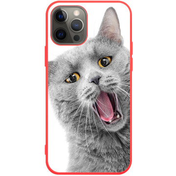 Phone case - casey Soft Flex Design - Case with cat - Meowing cat - red