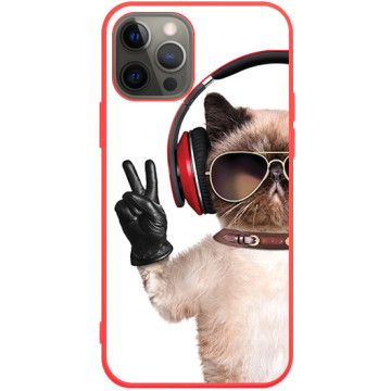 Phone case - casey Soft Flex Design - Case with cat - Cat Rock - red