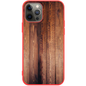 Phone case - casey Soft Flex Design - Wood - Wooden boards - red