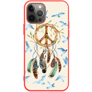 Phone case - casey Soft Flex Design - Folk & Dreamcatcher - Dreamcatcher and birds - red