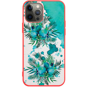 Phone case - casey Soft Flex Design - Floral Case - Turquoise orchid - red