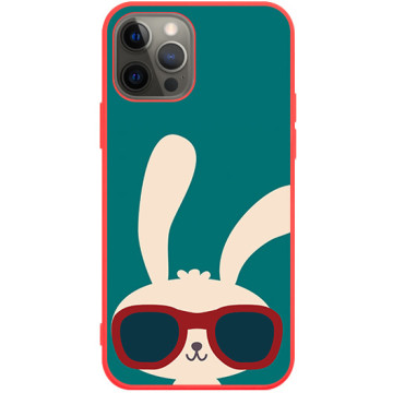 Phone case - casey Soft Flex Design - Forever Young - Rabbit with glasses - red