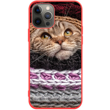 Phone case - casey Soft Flex Design - Christmas gift - Cat in sweater - red