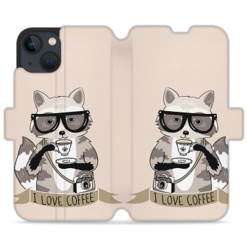 Phone case - casey Wallet Design - Funny Animals - Raccoon Coffee