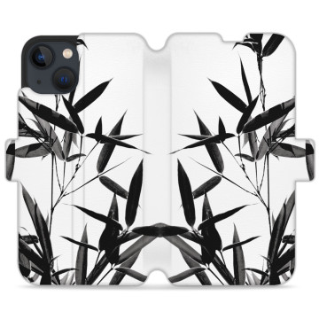 Phone case - casey Wallet Design - Black and white - Bamboo leaves
