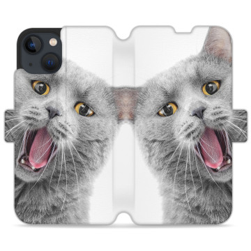 Phone case - casey Wallet Design - Case with cat - Meowing cat