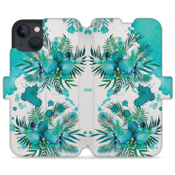 Phone case - casey Wallet Design - Floral Case - Turquoise orchid