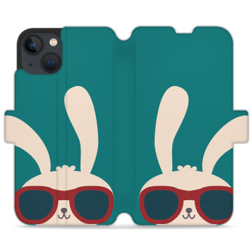 Phone case - casey Wallet Design - Forever Young - Rabbit with glasses