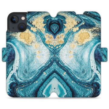 Phone case - casey Wallet Design - Gold Abstract - Turquoise marble