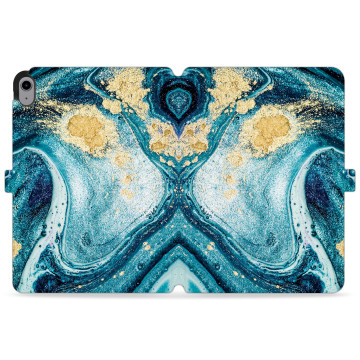 Tablet case - casey Wallet Design - Gold Abstract - Turquoise marble