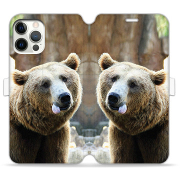 Phone case - casey Wallet Book Design - Funny Animals - Bear with tongue