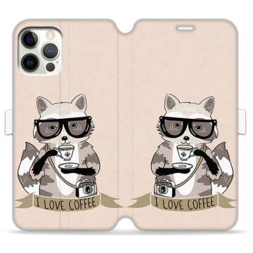 Phone case - casey Wallet Book Design - Funny Animals - Raccoon Coffee