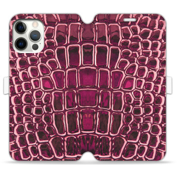 Phone case - casey Wallet Book Design - Animal Pattern - Red crocodile leather